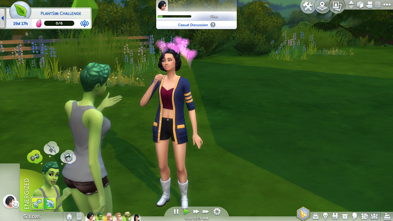 Screenshot of Plant Sim using Poison Kiss on another Sim