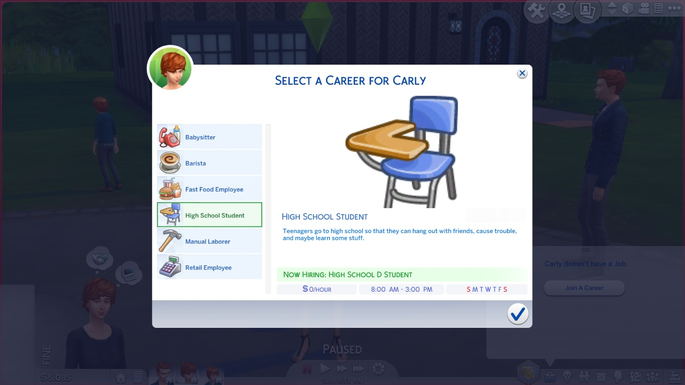 Screenshot of dialogue for joining high school